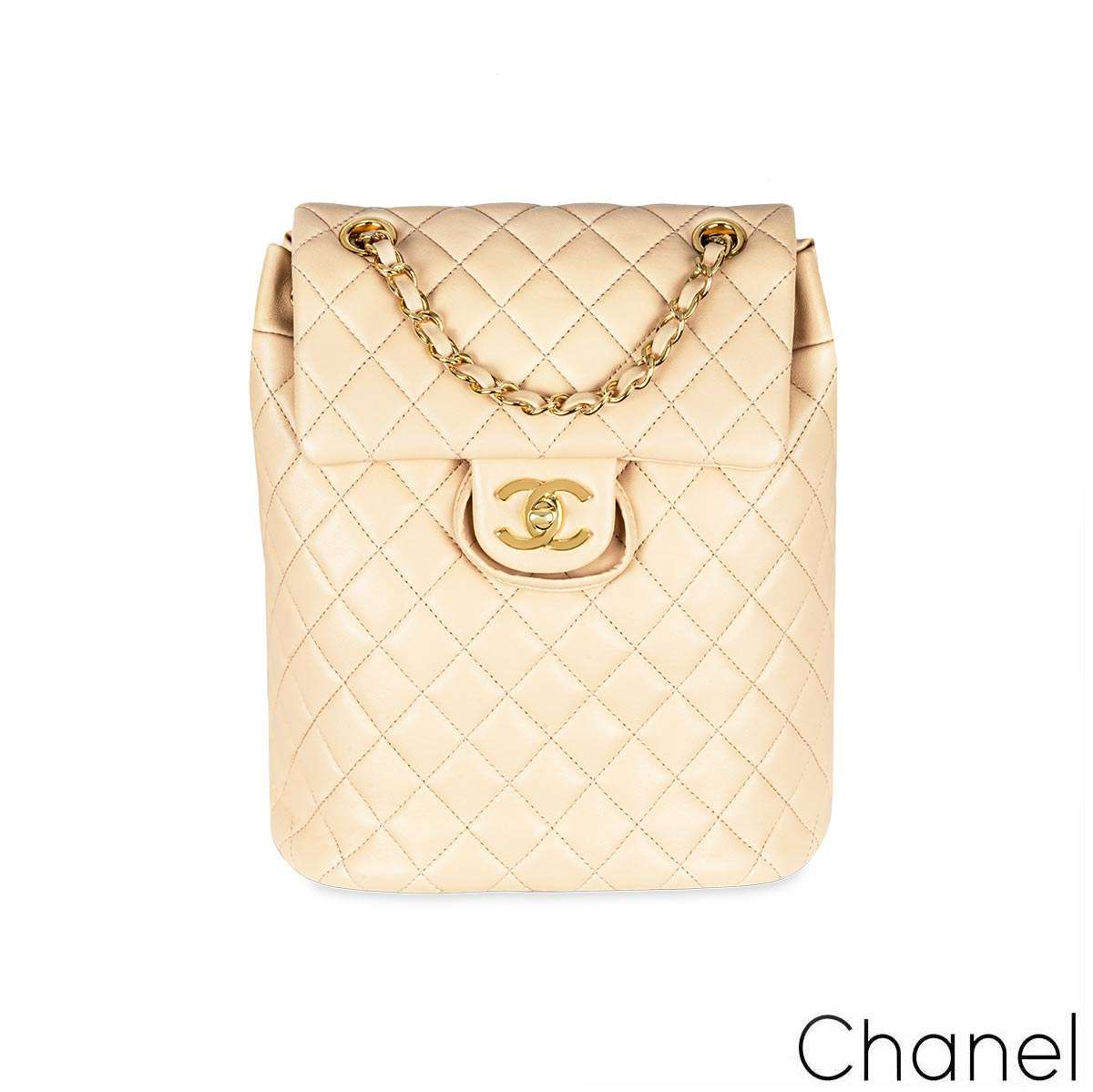 Chanel Beige Lambskin Quilted Small Urban Spirit Backpack GHW Chanel Beige Lambskin Quilted Small Urban Spirit Backpack GHW